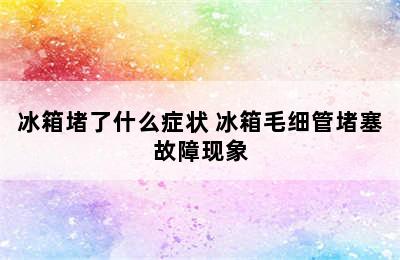 冰箱堵了什么症状 冰箱毛细管堵塞故障现象